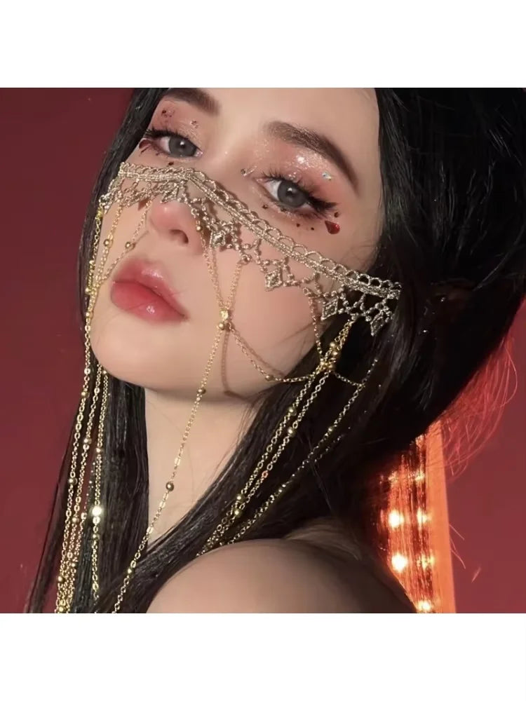 Velo con borlas para cubrir la cara de estilo antiguo, tocado Hanfu, accesorios para cubrir la cara, accesorios para sesión de fotos en estudio