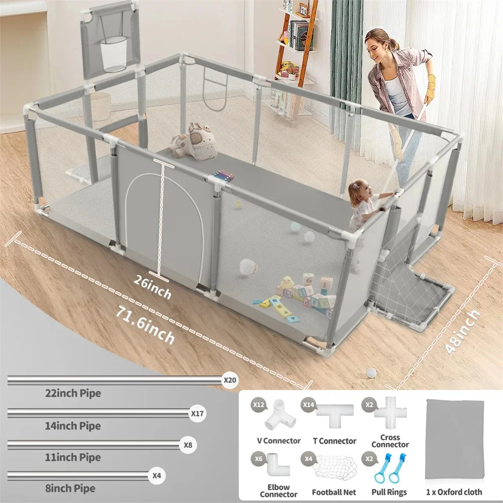 Parque infantil para bebé Extra grande, valla de actividad segura para bebé de 70 pulgadas con malla transpirable, parque infantil de seguridad para bebé para niño y niña, interior y exterior