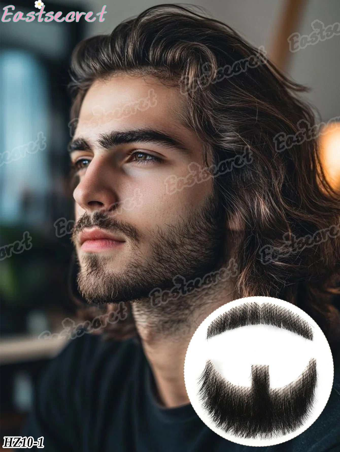 Bigote falso de barba de encaje sintético para hombres, bigote hecho a mano por pelo Real, Cosplay, encaje sintético, barbas invisibles