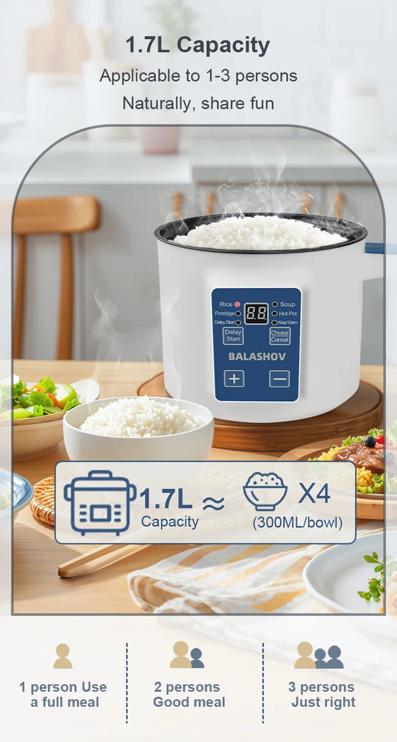 Olla arrocera eléctrica individual de doble capa, Mini cocina automática inteligente para el hogar, enchufe europeo de 220V, multicocina de arroz al vapor P