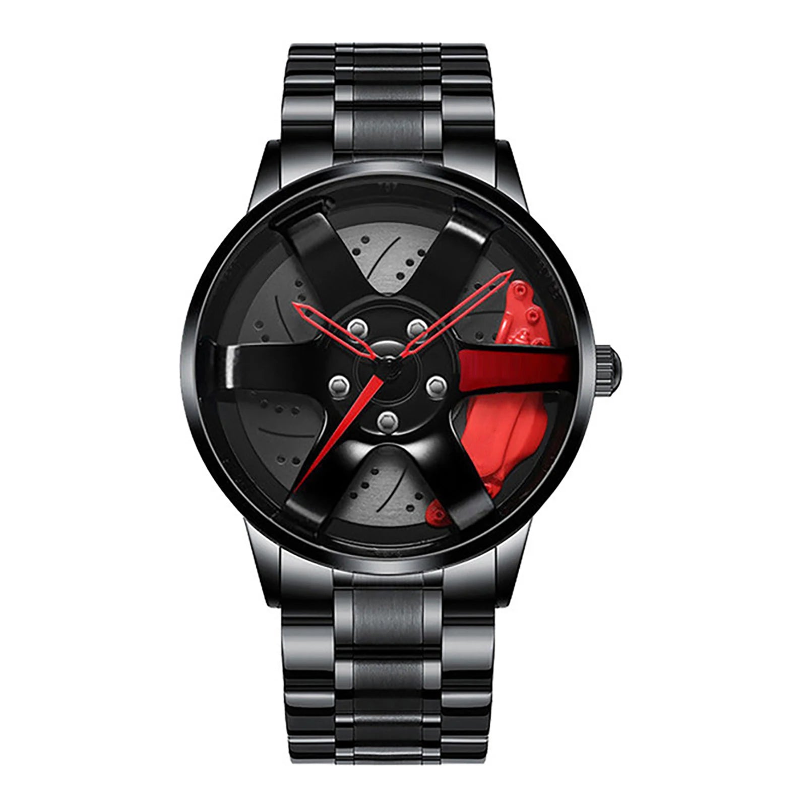 Reloj de pulsera de cuarzo para hombre, de acero inoxidable, a la moda, con esfera deportiva, llanta de coche, cubo de rueda, relojes de pulsera de lujo para negocios