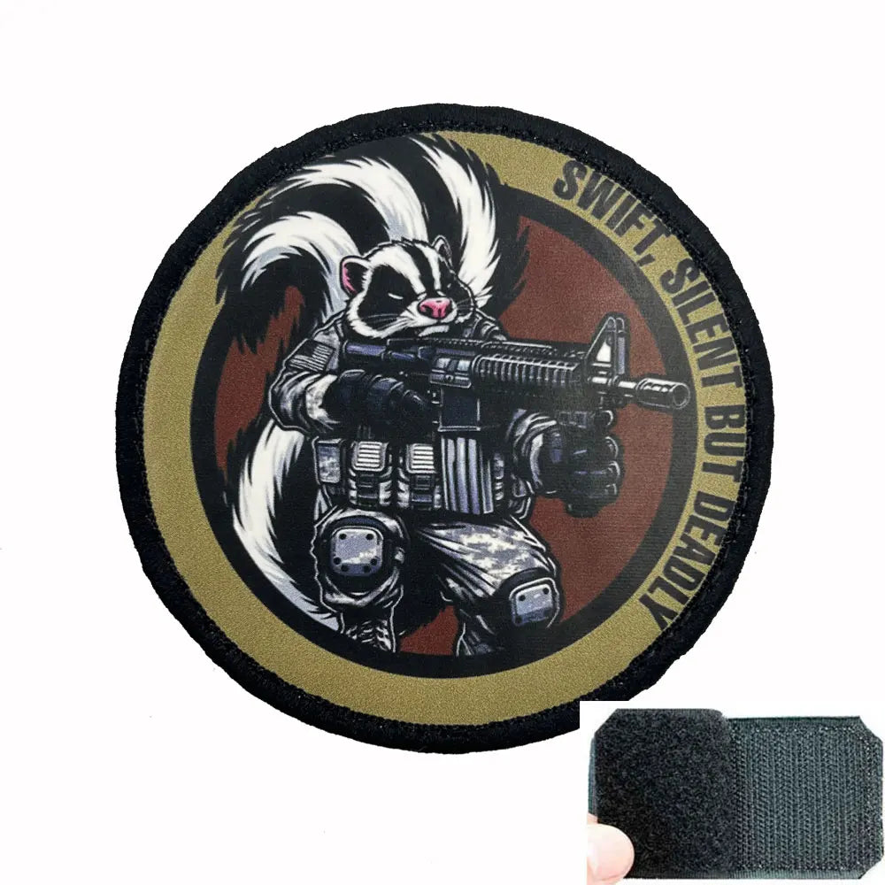 Parche de impresión silencioso pero mortal de tácticas de ardilla, insignia de moral con respaldo de gancho para chaqueta y mochila, brazalete de estilo militar