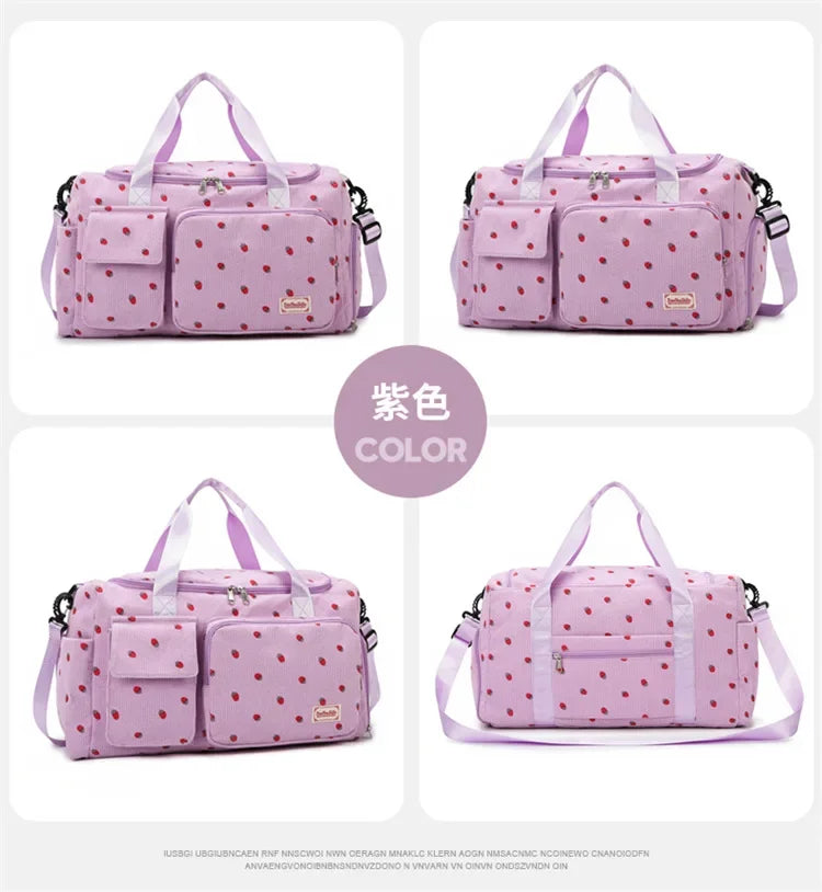 Bolsa de viaje de pana, bolsa de viaje de gran capacidad con compartimento para zapatos, bolsas deportivas para Fitness para mujer, bolsas de lona