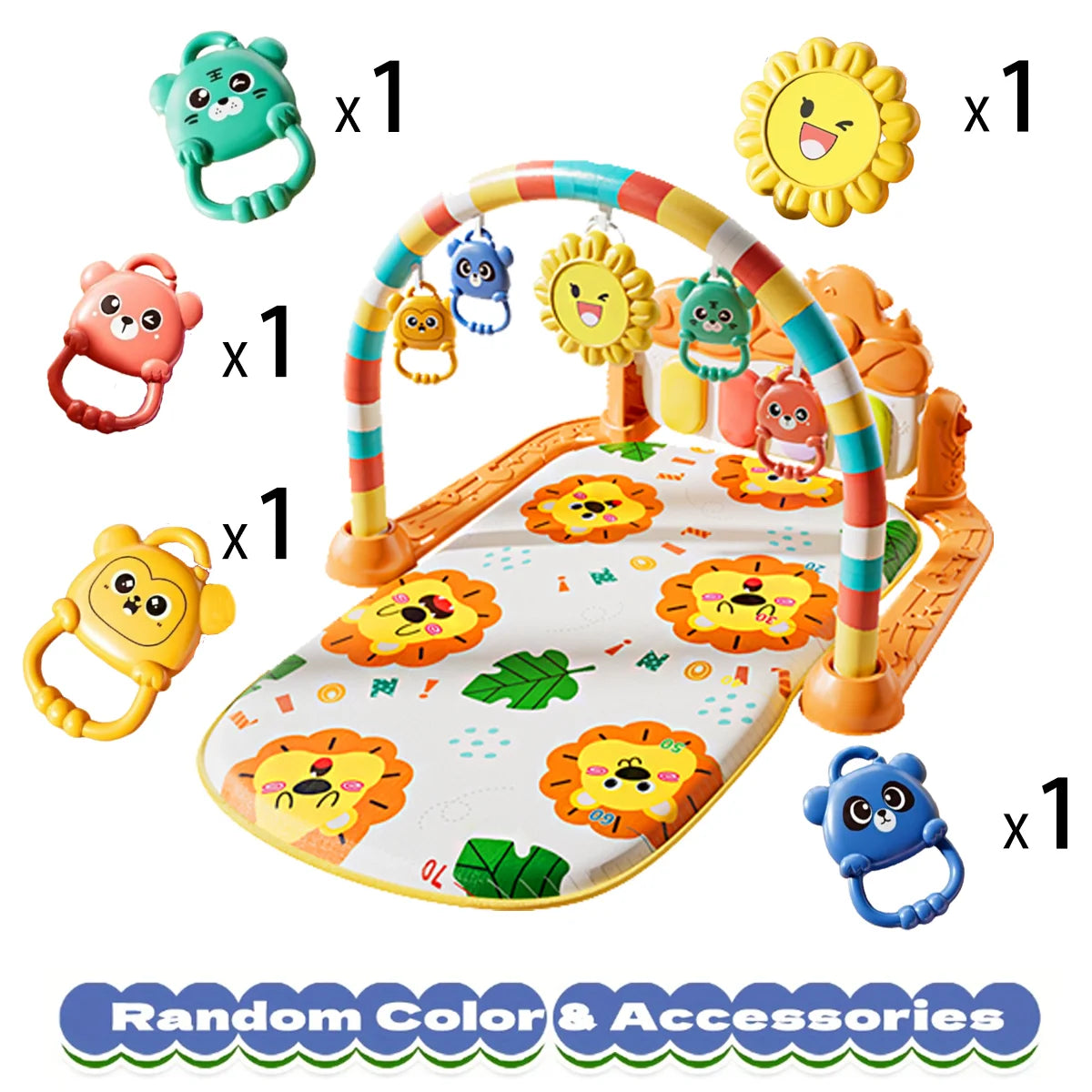 Alfombra de piano para bebé, con colgantes y sonido y luz, puede cultivar la visión y gatear, es un regalo navideño.