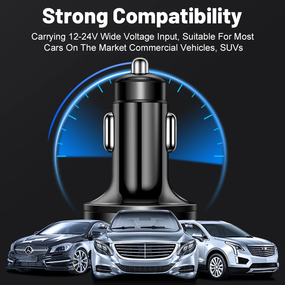 Cargador de coche USB de 350W PD QC3.0 cargador de teléfono de coche 6 en 1 adaptador de carga rápida USB tipo C en coche para iPhone Samsung Huawei Xiaomi