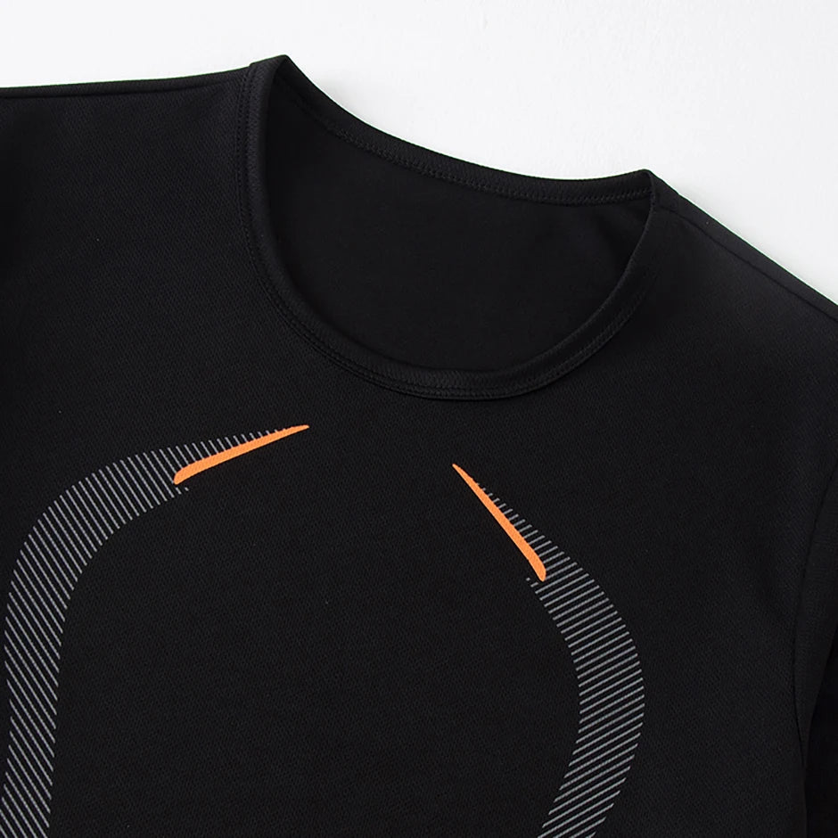 Conjunto de manga corta para hombre de las cuatro estaciones, camiseta estampada de secado rápido para deportes juveniles, Fitness, correr, cómodo e informal, 2 piezas