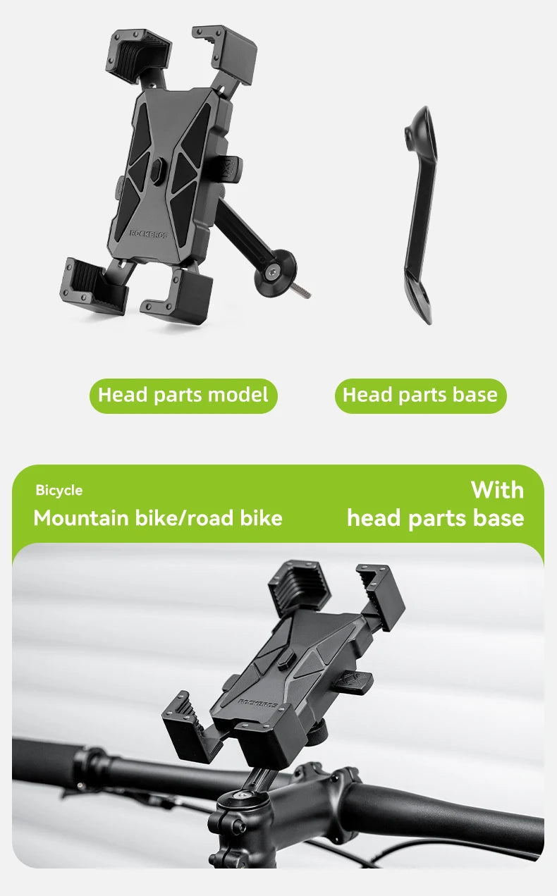 ROCKBROS Soporte para teléfono de bicicleta Monte liviano 4.5-7.2 pulgadas soporte para teléfono inteligente soporte de soporte de teléfonos accesorios para bicicletas