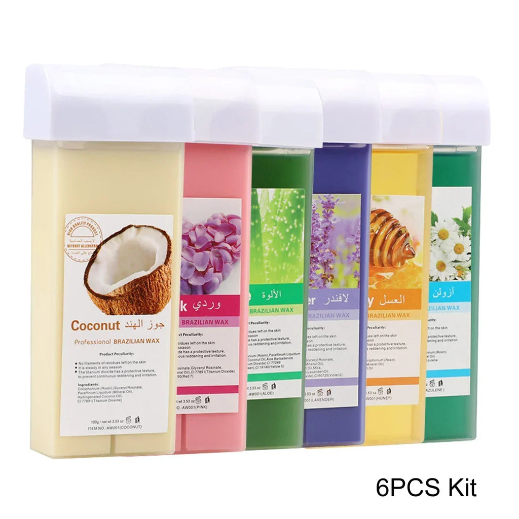 Cera depilatoria en roll-on 2026 con rosa y aloe, cartucho de cera indolora para depilación, calentador de cera para depilación de bikini y cuerpo