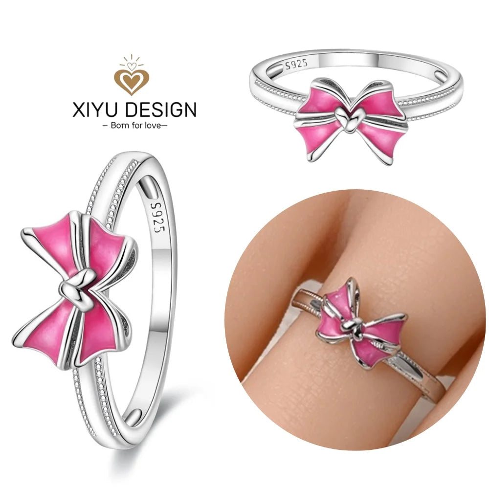 2024 nuevo anillo de plata 925 anillo de lazo brillante de circón anillo de boda de dedo Original S925 DIY regalo de joyería fina para mujer