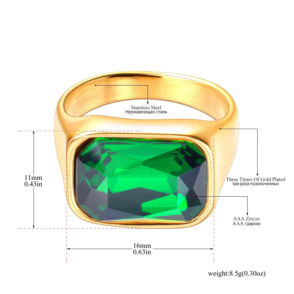 Lokaer, anillo de boda de acero inoxidable con circonita cúbica brillante de lujo, chapado en oro de 18 quilates PVD, joyería resistente al agua R24007
