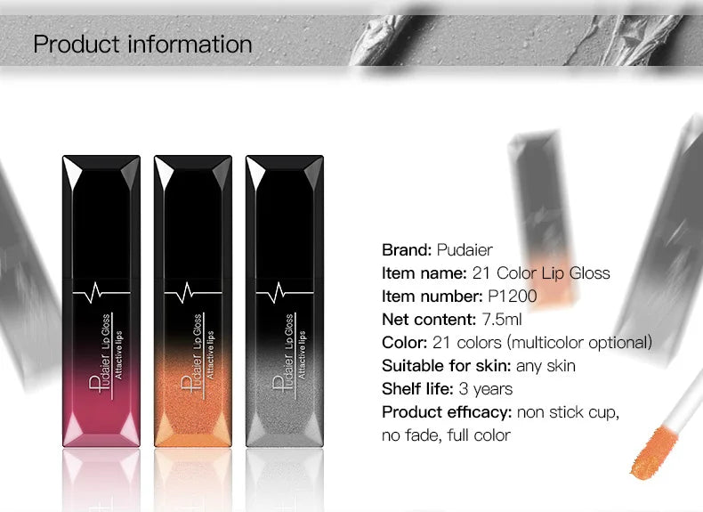 Lápiz labial líquido mate resistente al agua brillo de labios de larga duración tinte Sexy rojo desnudo púrpura lápices labiales metálicos cosméticos de maquillaje