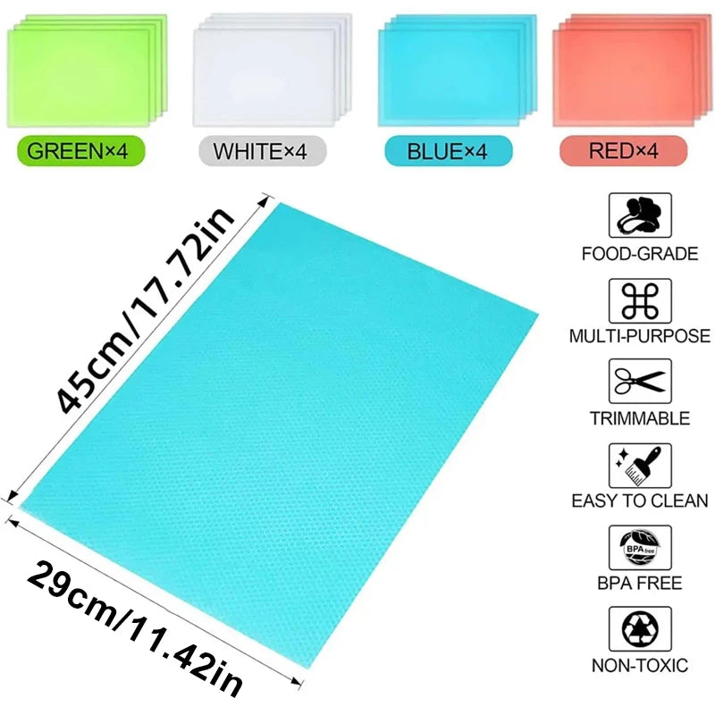 Estera de revestimiento para refrigerador impermeable de EVA, almohadilla de cocina lavable con moho, mantel Individual para cajón de gabinete antiaceite, estera para nevera con aislamiento térmico, 4 Uds.