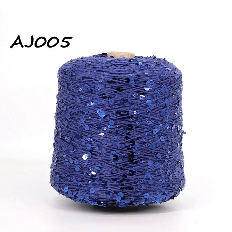 Cooamuu-Hilo de lentejuelas de algodón de lujo, hilo para tejer a mano, 500G/bobina, 3MM + 6MM, accesorios de lentejuelas