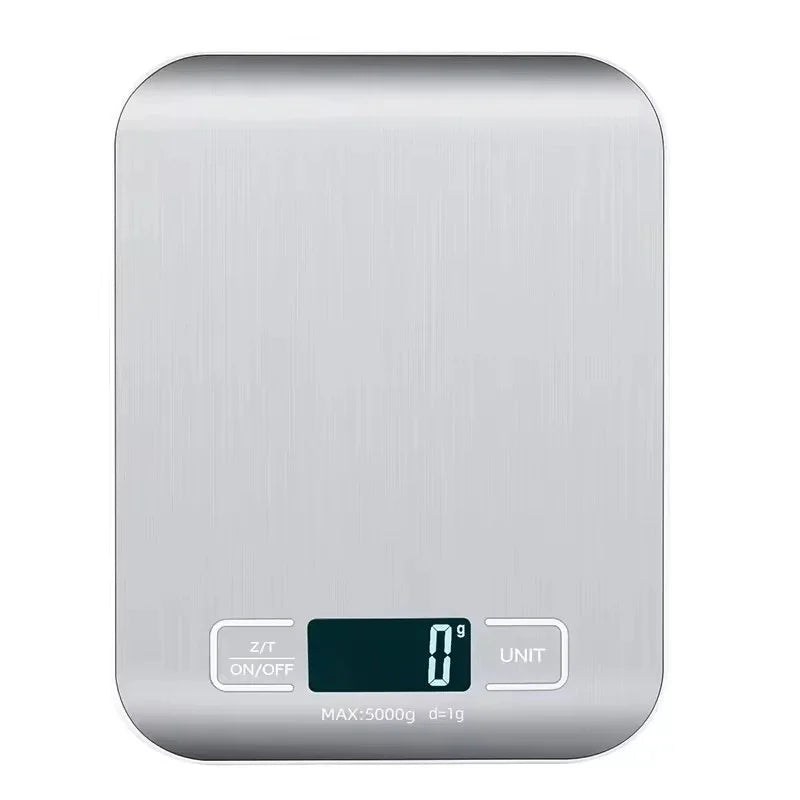 Báscula Digital de Cocina 10/5kg-1g con Pantalla LED, Panel de Acero Inoxidable, Báscula Electrónica para Pesar Alimentos, Snacks y Herramientas de Repostería