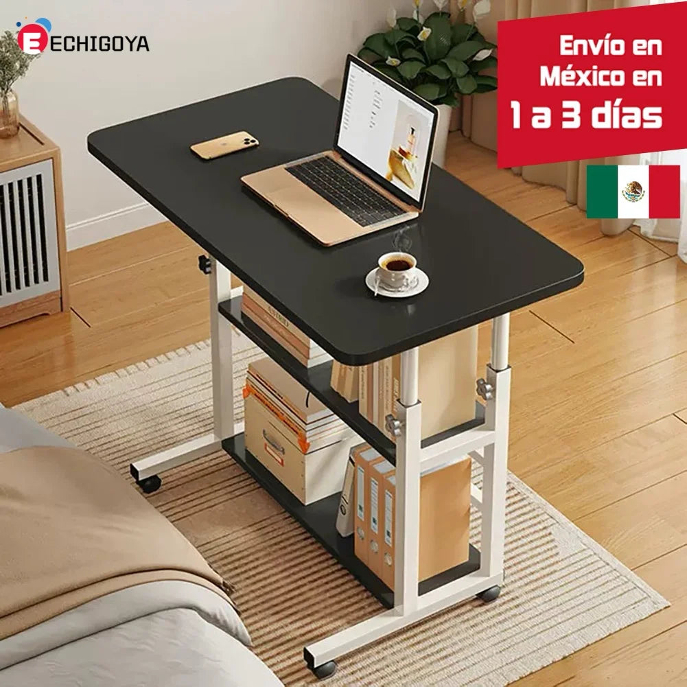 ECHIGOYA Escritorio Portátil, Mesa para Laptop, Escritorio de Computadora con Repisas, Escritorio de Pie Altura Ajustable con Ruedas, Mesa para Cama de Hospital, Home Office, 60cm*40cm