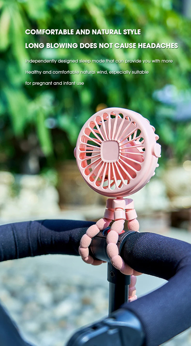 Ventilador portátil plegable de escritorio con USB, Mini ventilador de pulpo multifuncional pequeño, silencioso, para cochecito de bebé al aire libre, Verano