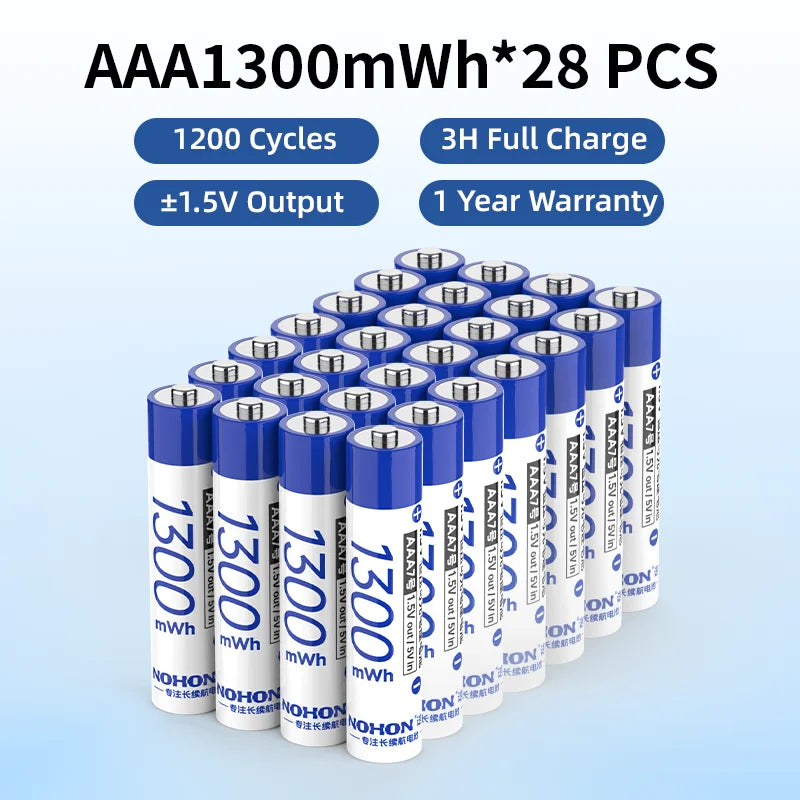 Baterías Recargables Nohon de 1.5V AA AAA de Litio para Computadora, Reloj, Radio, Videojuegos, Cámara Digital, Venta al por Mayor Disponible