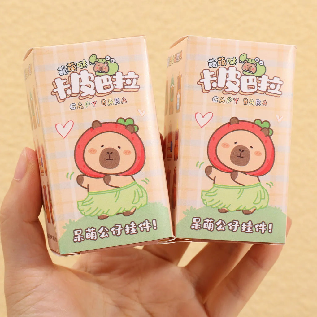 Caja Sorpresa con Llavero de Muñeco de Capibara, Juguetes de Descompresión de Lotería Musical para Niños, Decoración de Mochila de Capibara de Dibujos Animados