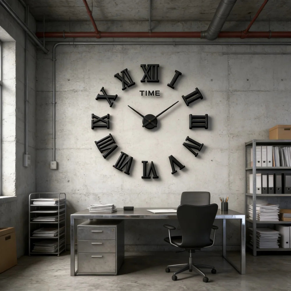 Reloj de pared con espejo acrílico de Número Romano grande 2D/3D, pegatina de moda DIY, relojes de cuarzo, reloj, decoración del hogar, pegatinas para el salón