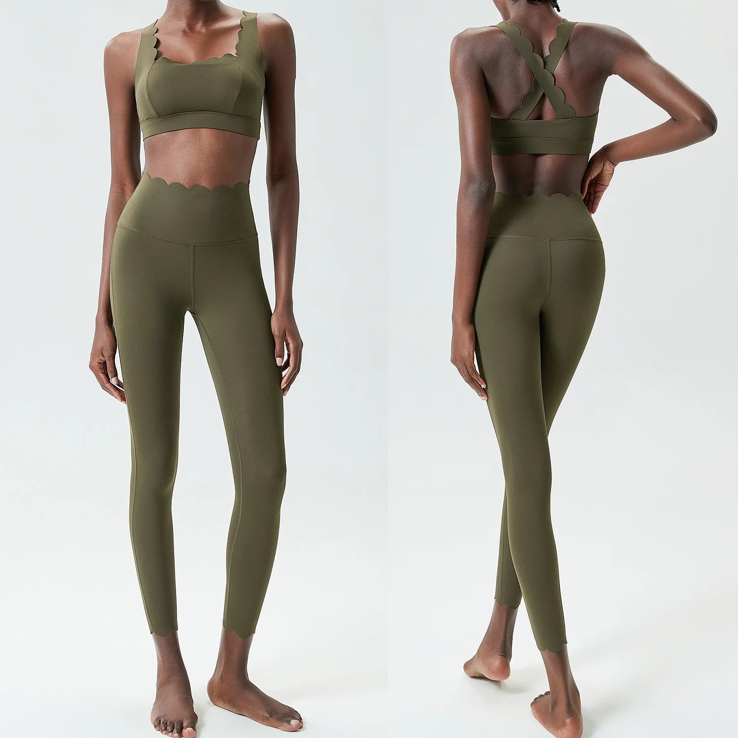 Traje de gimnasio de Color sólido para mujer, conjunto de dos piezas para Fitness y Yoga, ropa deportiva ajustada para correr, ropa de entrenamiento transpirable