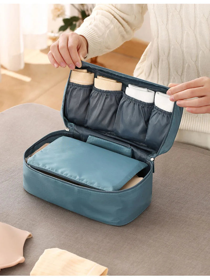 SNUGUG Bolsa de almacenamiento de ropa interior portátil, organizador ligero a prueba de polvo, contenedor de viaje multifuncional, bolsa de almacenamiento de sujetador