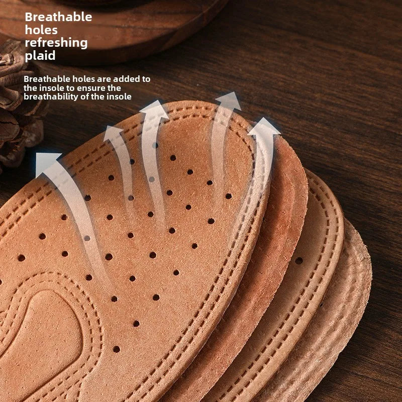 1 par de plantillas de piel de vaca para zapatos de hombre, desodorante cómodo, plantilla de cuero informal, pies, suela de zapato plana de cuero genuino de calidad