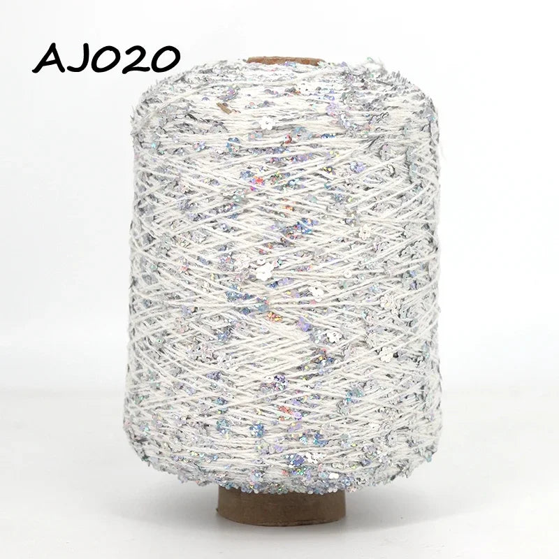 Cooamuu-Hilo de lentejuelas de algodón de lujo, hilo para tejer a mano, 500G/bobina, 3MM + 6MM, accesorios de lentejuelas