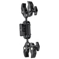 La abrazadera Ulanzi CO17 Super Clamp se puede fijar a rieles de bicicleta, trípode de motocicleta con cabezal de doble bola para cámara de acción panorámica.