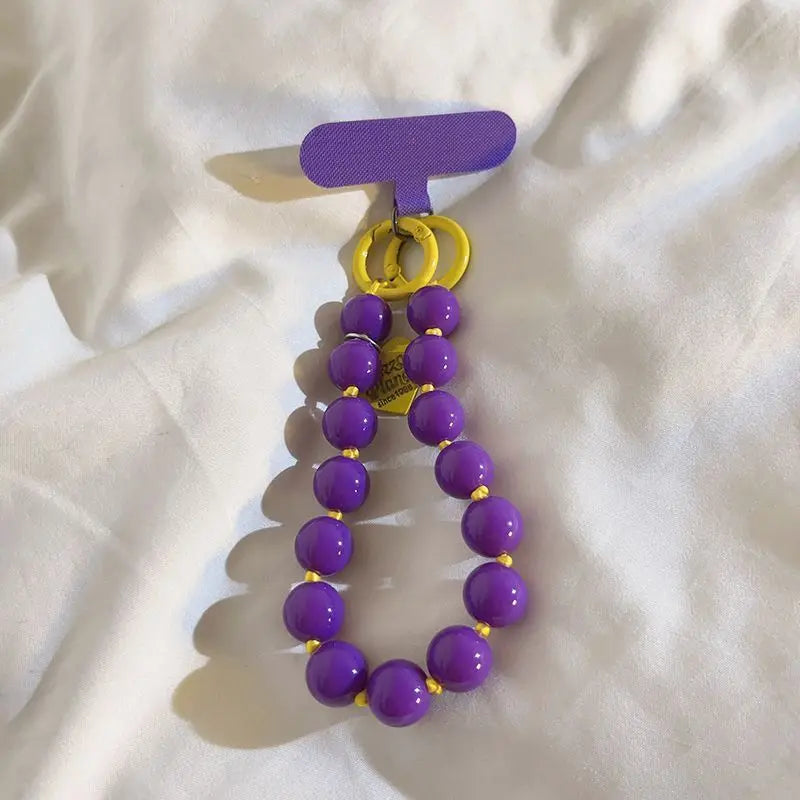 1 x Correa de muñeca unisex para teléfono móvil, sencilla y minimalista; disponible en 8 colores con dijes de cuentas en forma de corazón; versátil para móvil