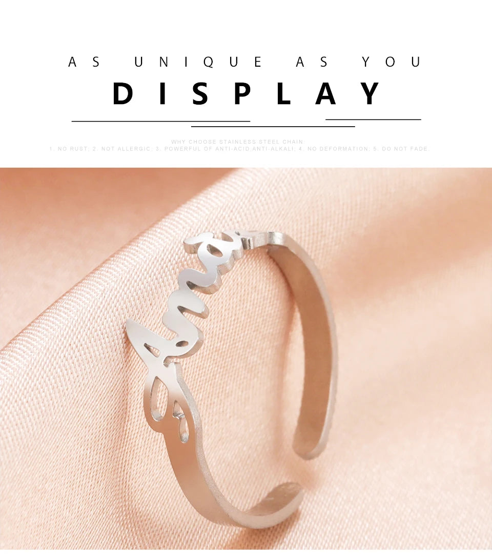 Anillo con nombre personalizado para mujeres y hombres, joyería personalizada para dedo, accesorios de acero inoxidable, anillos con múltiples nombres dobles, regalo familiar