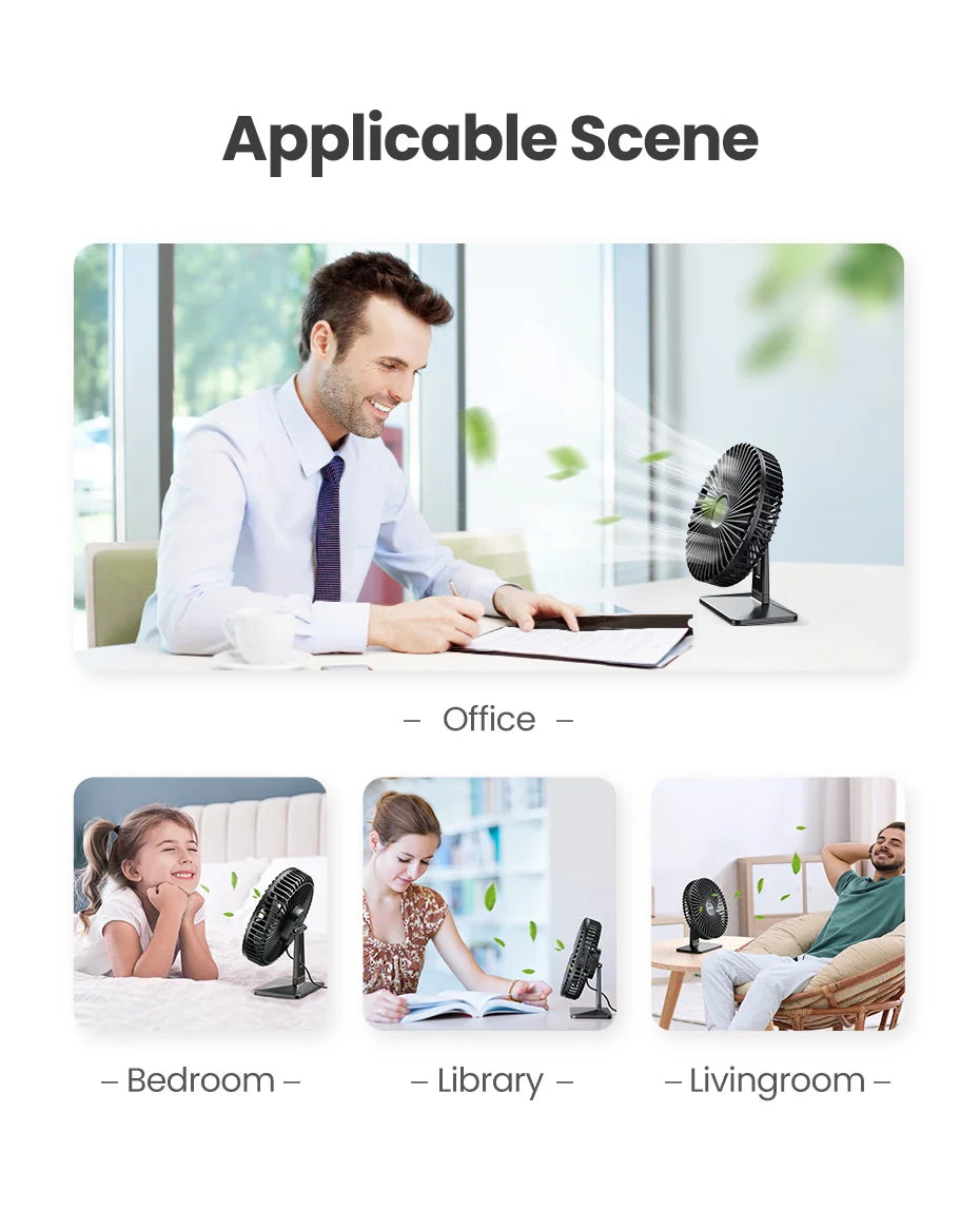 GAIATOP Ventilador de escritorio Ventilador USB portátil 90 °   Ventilador de refrigeración ajustable silencioso ajuste de 3 velocidades ultra silencioso adecuado para el hogar escritorio Oficina