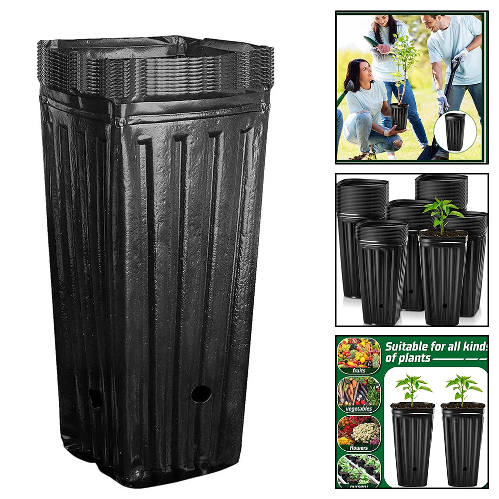 Semilla de plantas cuadrada alta, taza para plantar, maceta de plástico para vivero profundo, contenedor para plantas y flores, bolsas para cultivo de trasplante de jardín