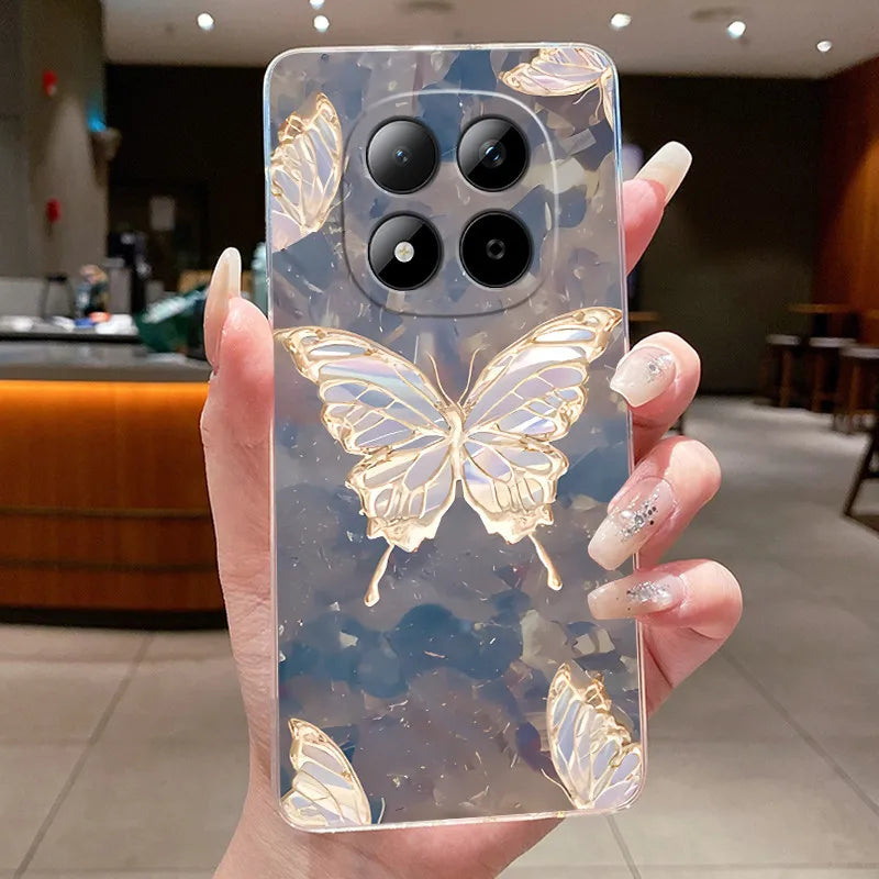 Funda para Teléfono Xiaomi Redmi Note 15 Pro 4G, Carcasa Protectora con Diseño de Lazo de Mariposa, Transparente, de Silicona TPU Suave