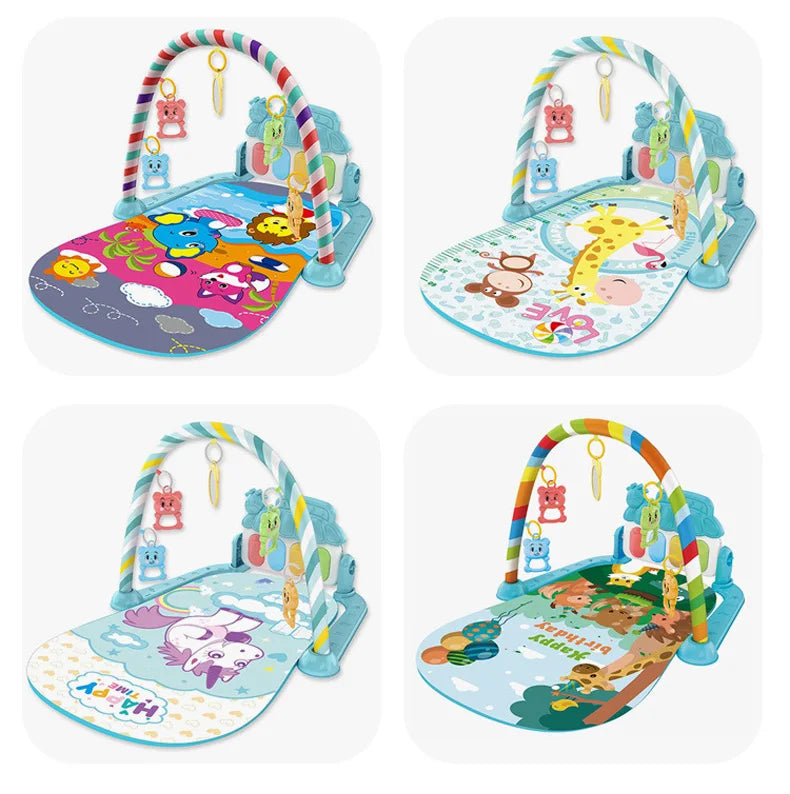 Alfombra de gimnasio para actividades musicales para bebé, alfombra para recién nacido, Pedal, teclado de Piano, estante de Fitness infantil, tapete para gatear, juguetes de regalo