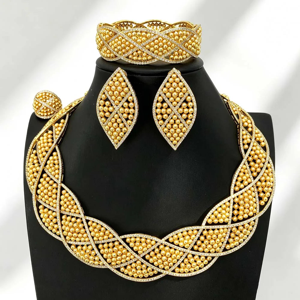 Conjunto de joyería africana de 4 piezas para mujer, para fiesta de boda, circonia cúbica, moderno, romántico, Missvikki, lujo, Dubái, nupcial