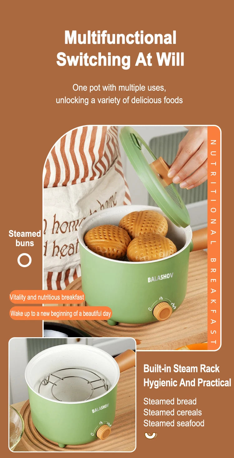 Olla eléctrica, aparato de cocina de doble capa para el hogar, olla caliente, calentador de sopa, cocina multifunción, Mini sartén antiadherente