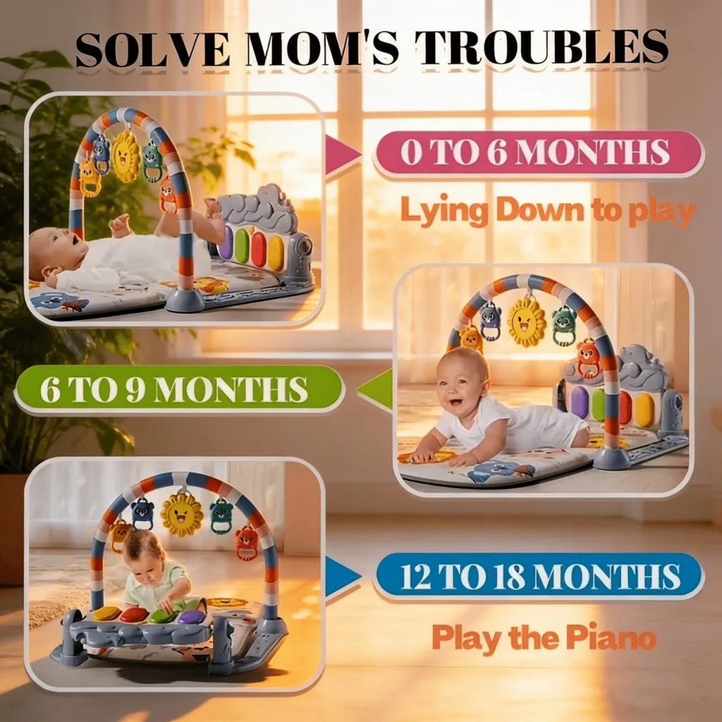 Alfombra musical de piano para bebés, gimnasio de actividades, teclado musical, tapete de juego para gatear, juguetes educativos tempranos para bebés recién nacidos de 0 a 36 meses