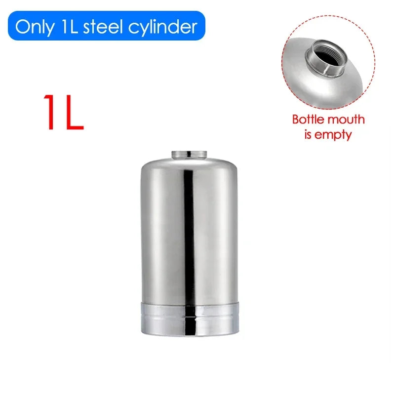 Generador de CO2 para acuario, botella de acero inoxidable de alta presión, cilindro de Gas, accesorios para acuario, 2L/1L