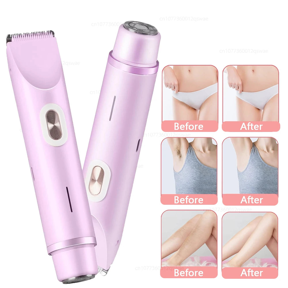 Maquinillas de afeitar eléctricas para mujer, Afeitadora eléctrica 2 en 1 para recortador de vello púbico IPX7, resistente al agua, uso húmedo y seco, Afeitadora de Bikini para el cuerpo