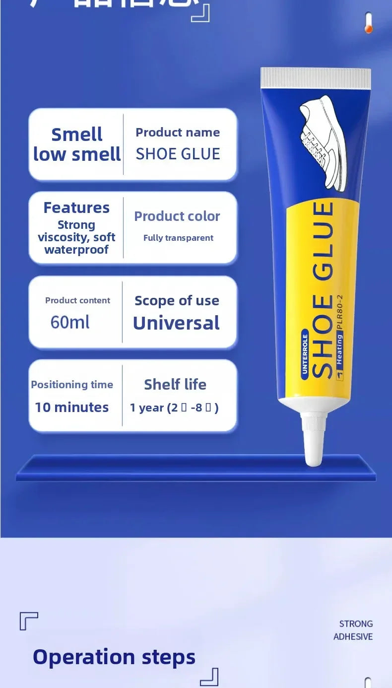 Pegamento Fuerte para Zapatos 60ml, Adhesivo Impermeable de Secado Rápido para Reparación, Fijación de Zapatillas y Botas, Resina Suave Transparente para Manualidades DIY