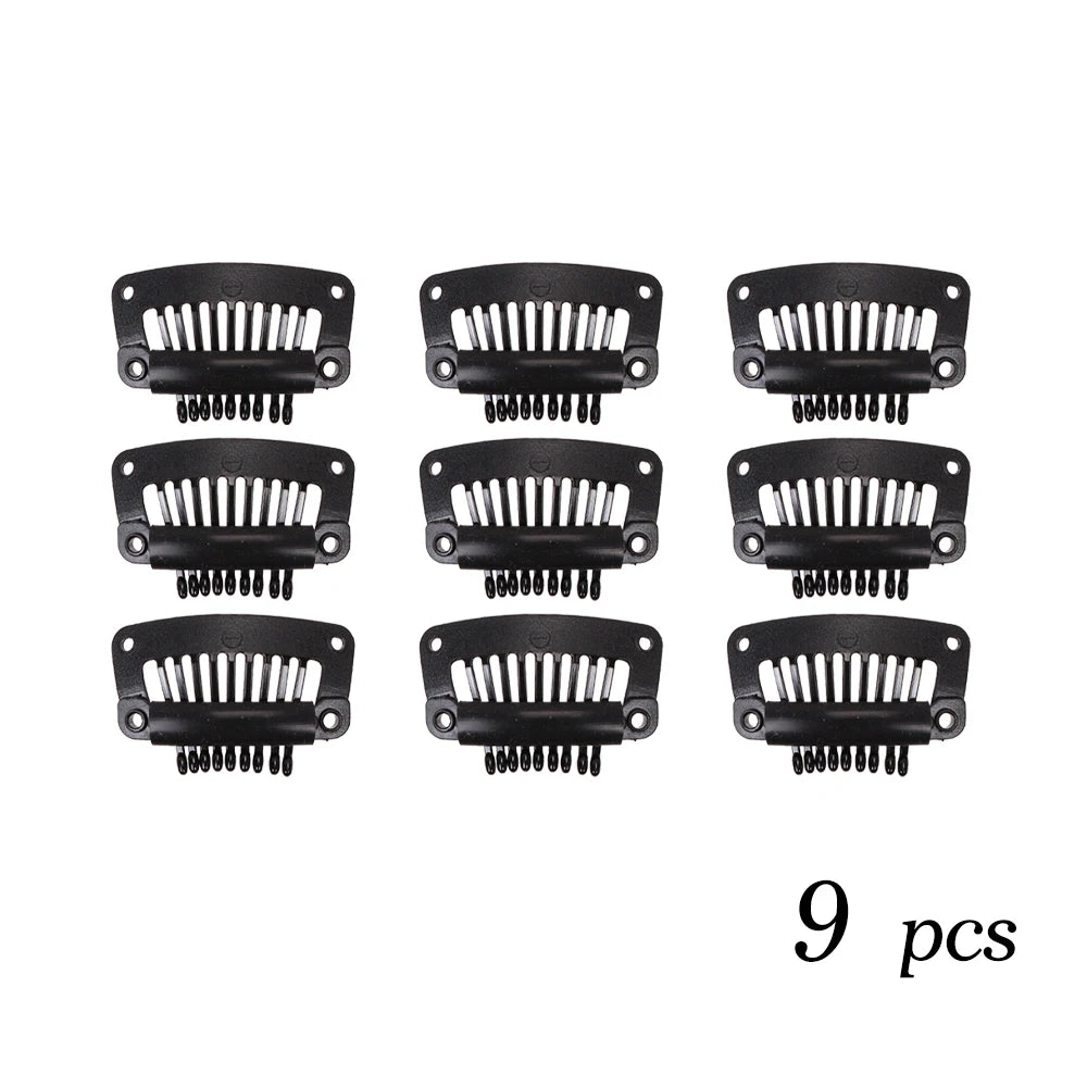 Clips de peluca de plástico negro de 32Mm, Clip a presión utilizado para extensiones de cabello, postizos de trama, pelucas, pinzas para el cabello grandes, herramientas de estilismo, accesorios para peluca