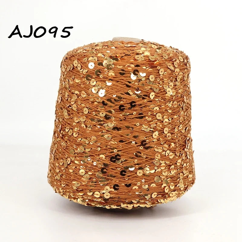Cooamuu-Hilo de lentejuelas de algodón de lujo, hilo para tejer a mano, 500G/bobina, 3MM + 6MM, accesorios de lentejuelas