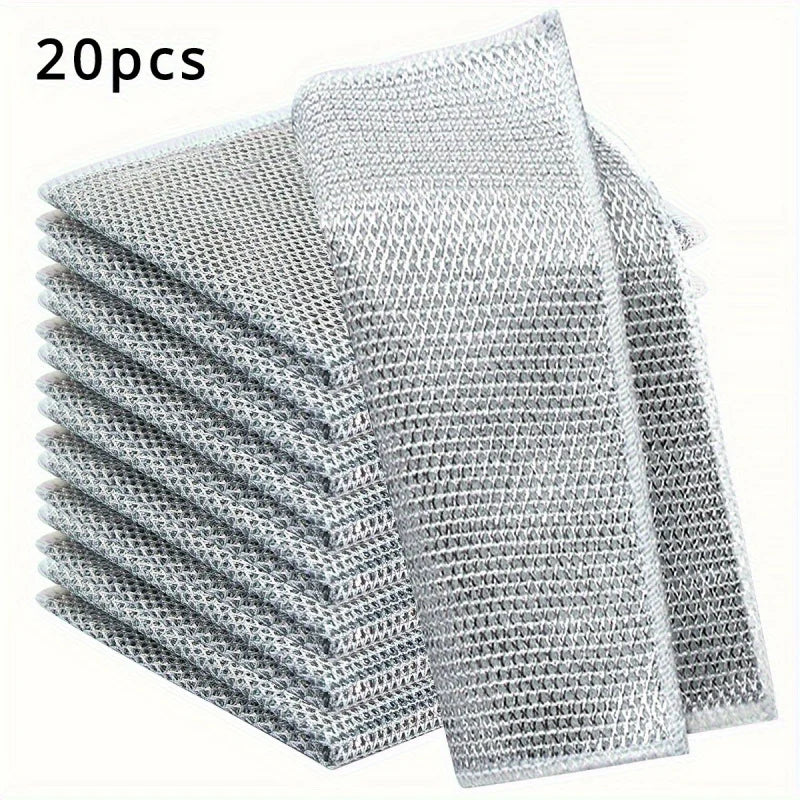 Paño de limpieza metálico multifuncional, paño de cocina metálico ampliado, utilizado para metal, cocina y utensilios de mesa, 5/10/20 piezas.