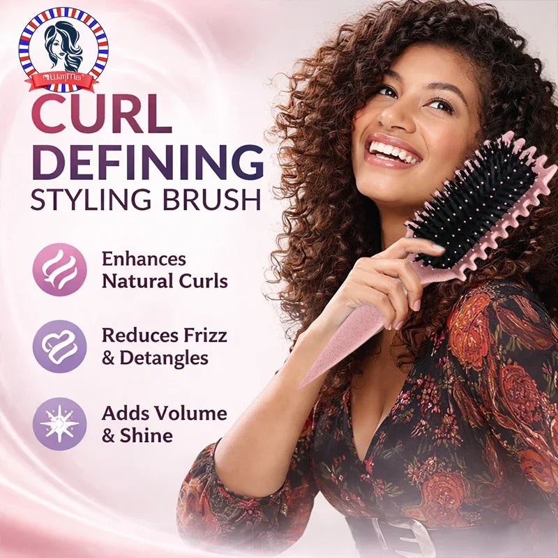 1 cepillo de caramelo, cepillo para peinar el cabello rizado, desenredante con puntas, reduce la separación de tirar, cerdas de nailon para todo tipo de rizo