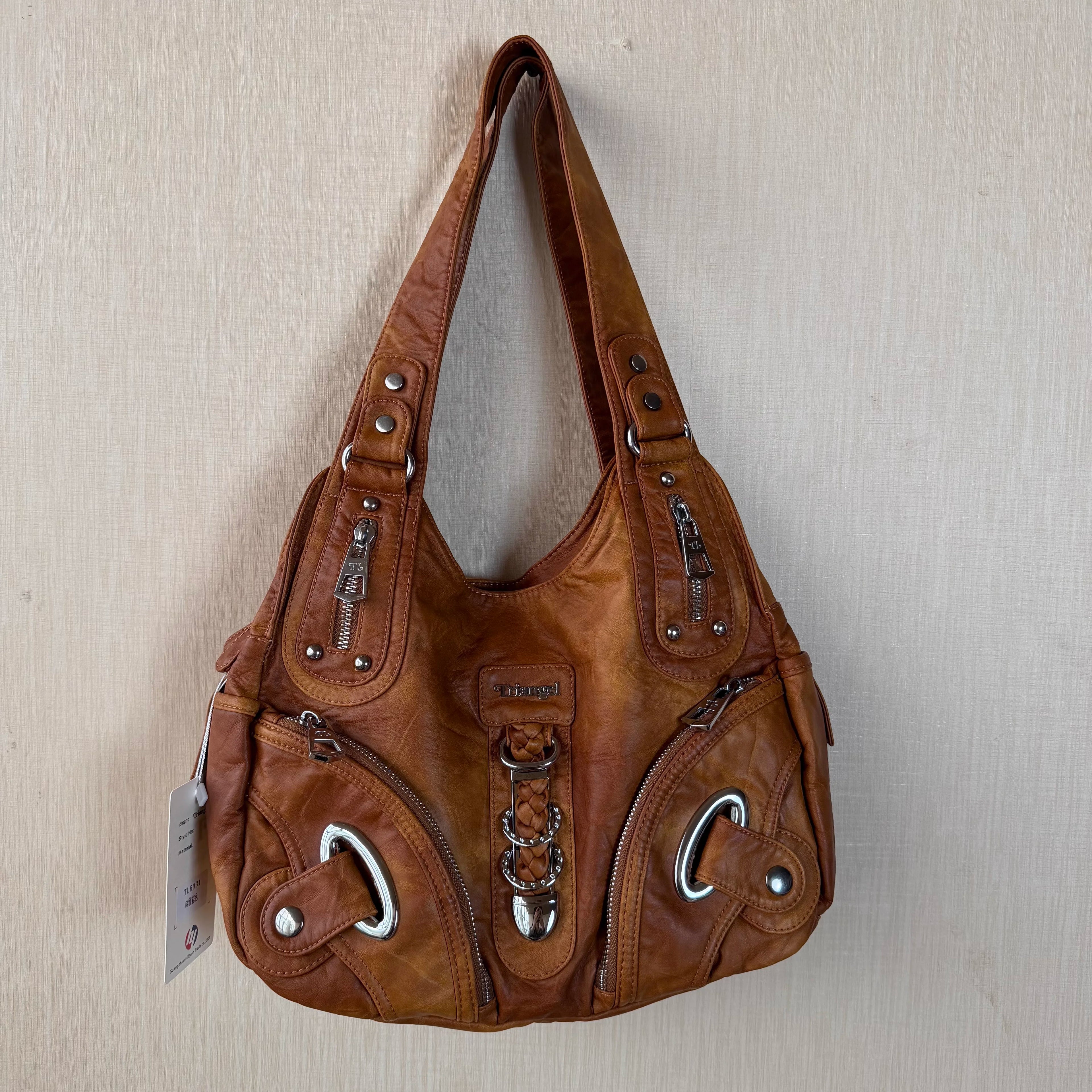 Bolsos de Mano Vintage con Estampado de Leopardo para Mujer, Estilo Punk Biker Y2K, Bolso de Hombro con Asa Superior, Bolsos de Axila para Dama, con Múltiples Bolsillos