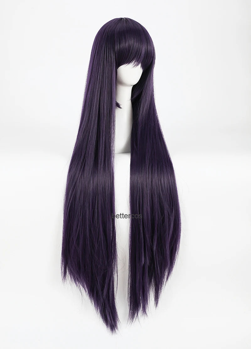 Inu x Boku SS Ririchiyo Shirakiin Riricho pelucas de Cosplay 100CM de largo púrpura negro peluca de pelo sintético resistente al calor + gorro de peluca