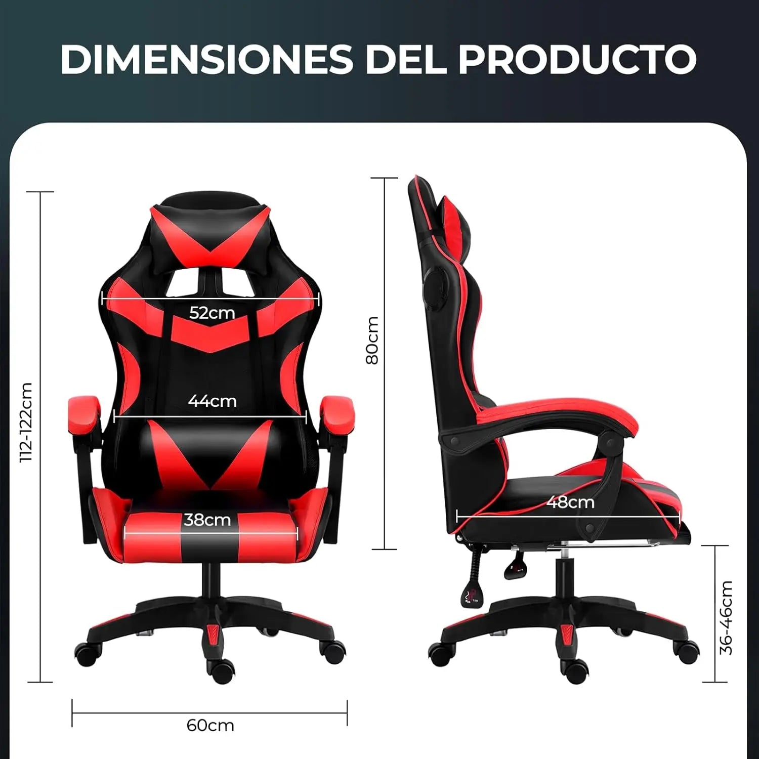 Silla de Oficina Ergonómica para Juegos y Deportes Electrónicos con Masajeador Lumbar, Reposapiés, Luces LED RGB, Silla Giratoria para Computadora con Control Remoto