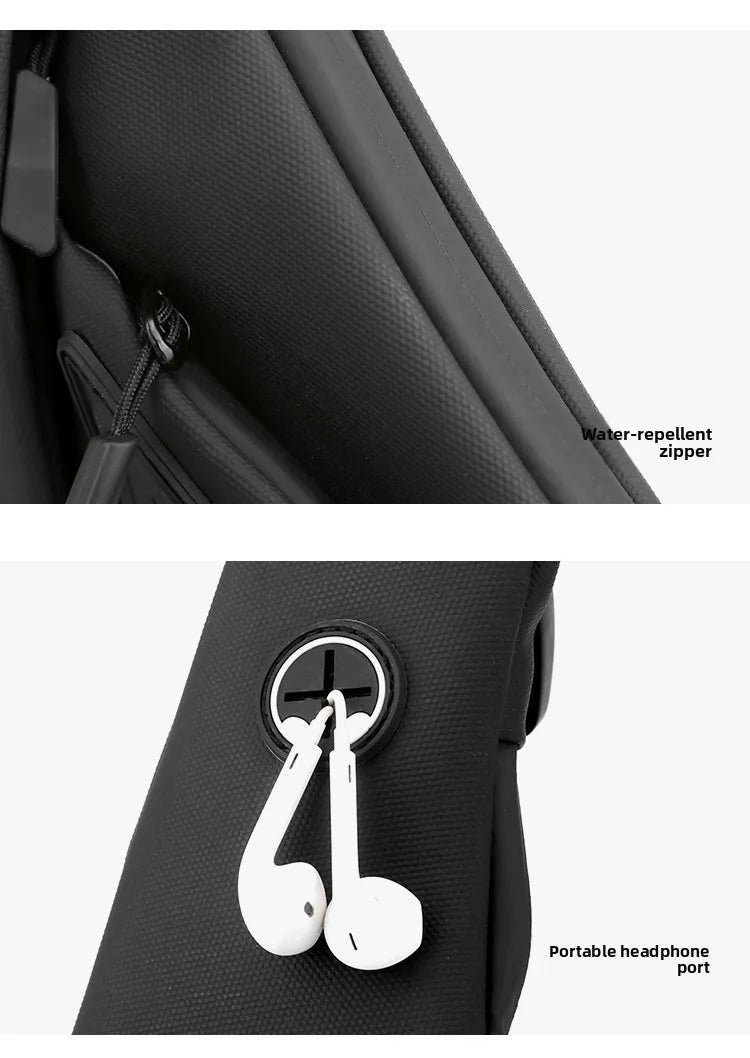 Bolso de Pecho Impermeable para Hombre, Bandolera, Mochila para Viajes Diarios, Membrana de Cuero Resistente a Salpicaduras, Ideal para Viajes Casuales