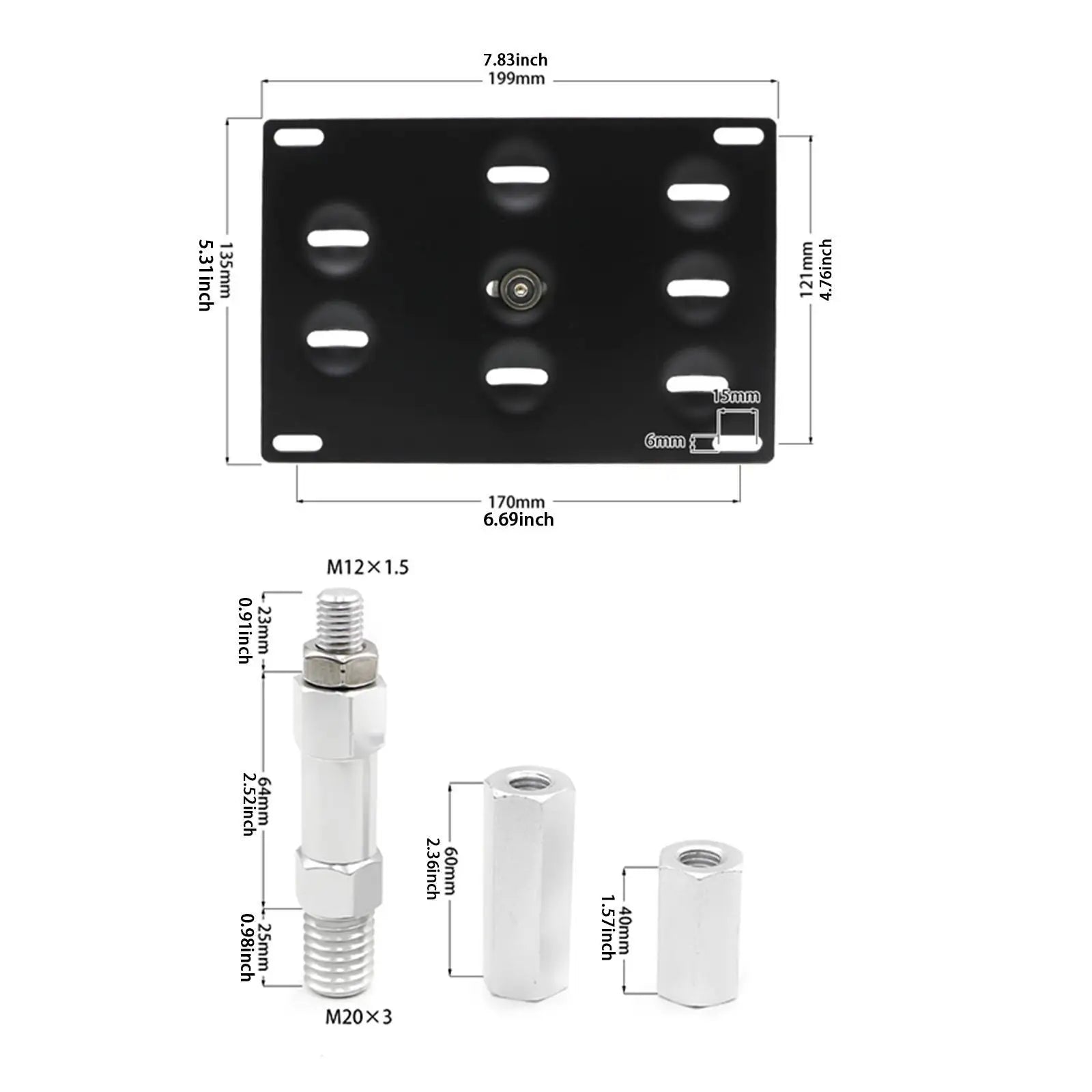 Soporte para Placa de Matrícula con Gancho de Remolque para Automóvil, Marco de Aluminio Ajustable para Placa de Matrícula para Modelos Europeos BMW y MINI