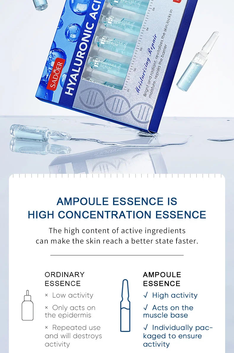 Sadoer cuidado de la piel suero líquido de ácido hialurónico hidratante Facial Lifting Glow Up нити дляislavтяжки лица Dermapen Serum 2ml * 7Pcs